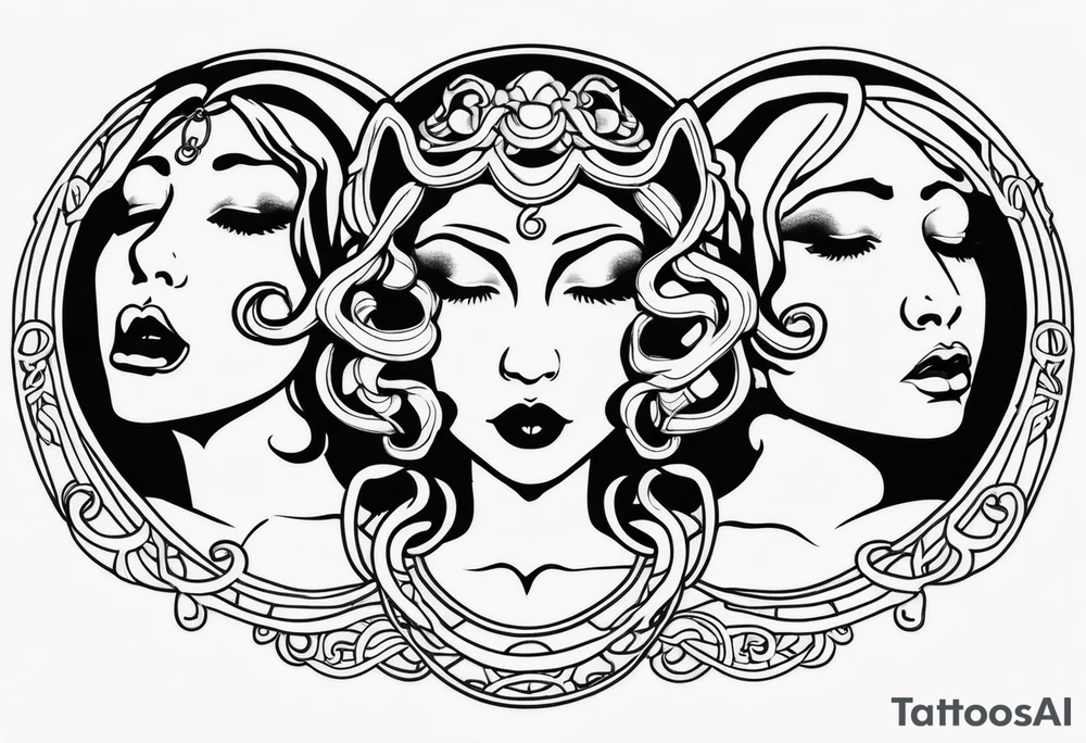 hear no evil, see no evil, speak no evil medusa tattoo idea