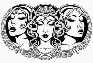 hear no evil, see no evil, speak no evil medusa tattoo idea