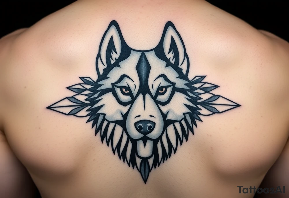Majestic Siberian husky tattoo idea
