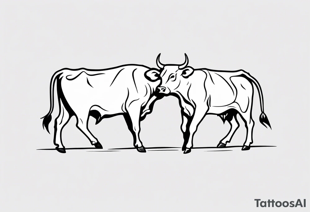 linework of two cow fighting with each other tattoo idea linework of two cow fighting with each other tattoo idea