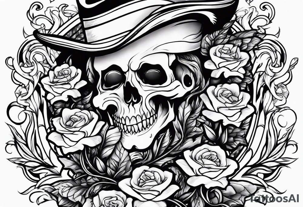 Ghost face holding flowers tattoo idea