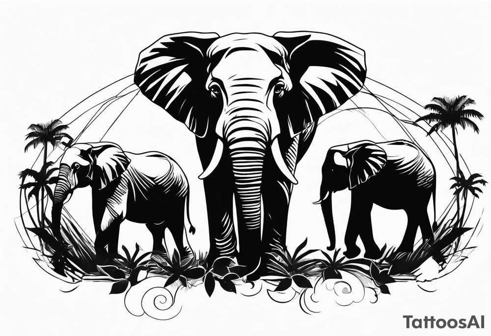 ELEPHANTS IN JUNGLE tattoo idea