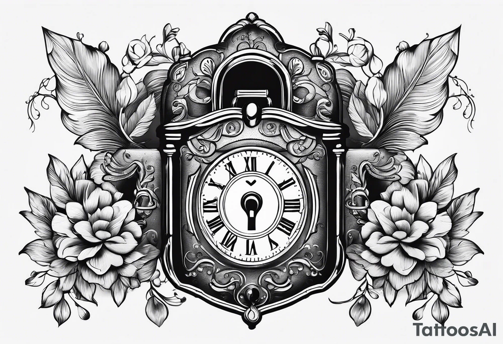 A vintage lock and key tattoo idea