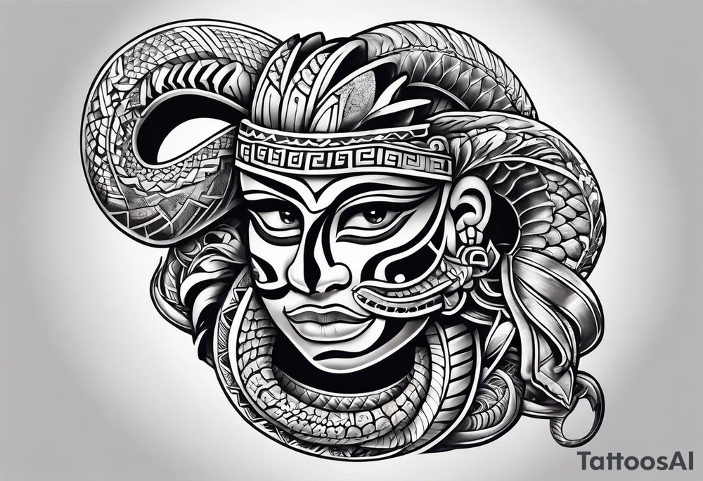 aztec snake sleeve tattoo idea