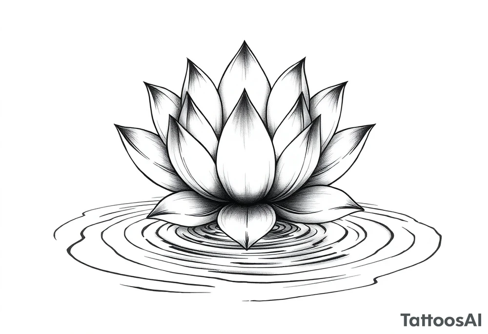 serene lotus flower emerging from sacred waters with ripples tattoo idea