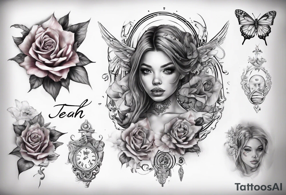 an idea for a tatoo of my daughter , her name is teah tattoo idea
