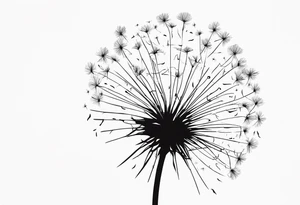 Dandelion with strow of words "believe or blow it" tattoo idea