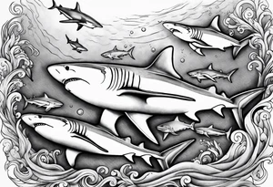 Sharks swimming tattoo idea