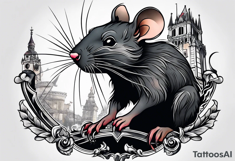 Black rat tattoo idea