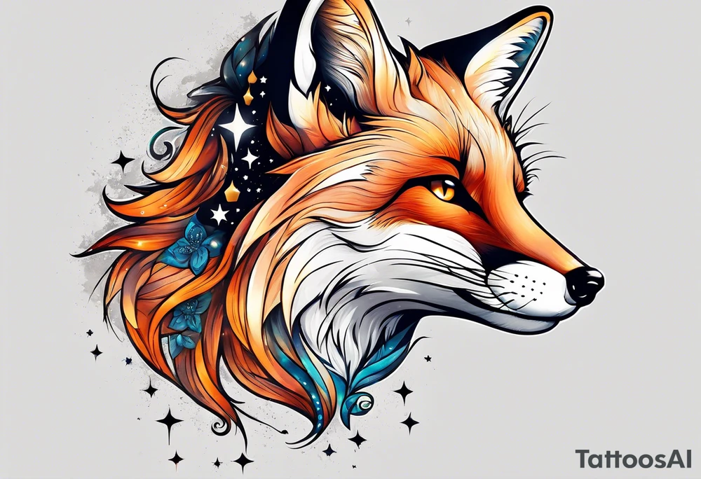 fox looking at the stars tattoo idea