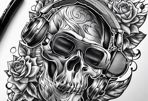 Masculine Music intertwined with baby footprints tattoo idea