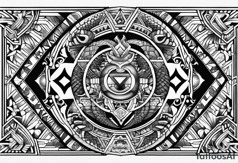 aztec snake sleeve tattoo idea