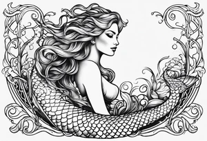 Russian mermaid creature tattoo idea