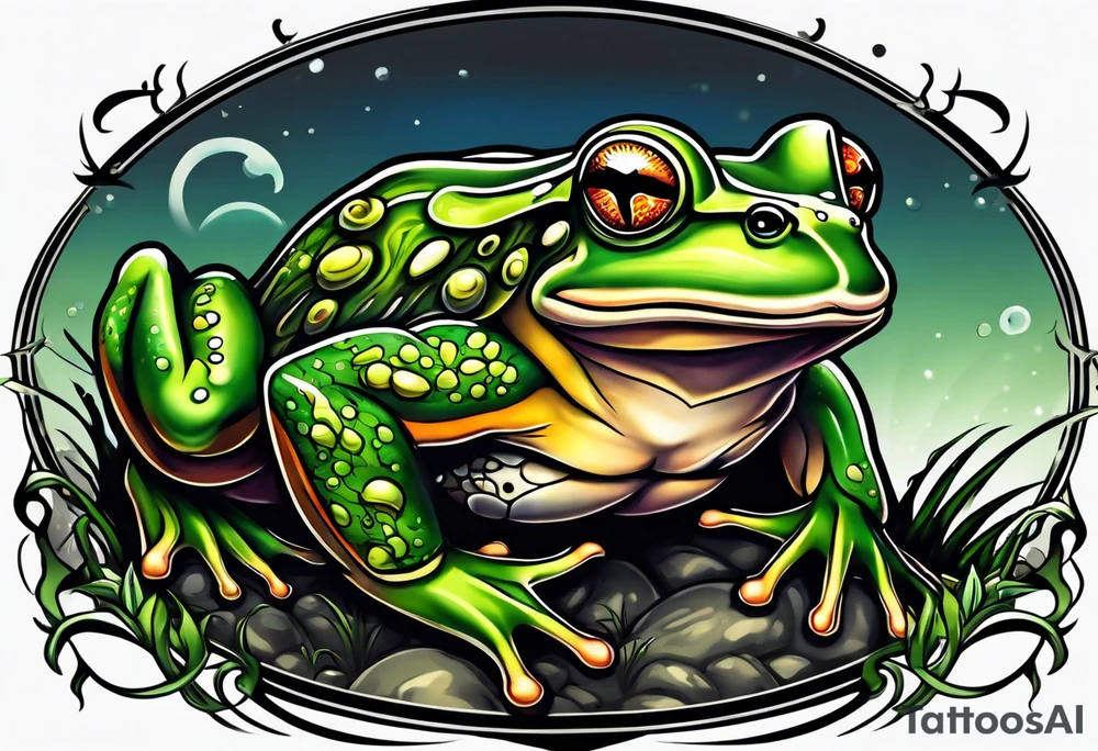 Muscular frog monster tattoo idea