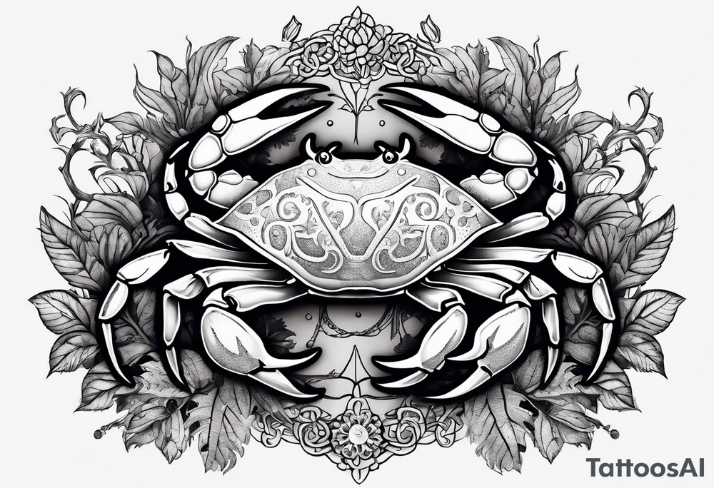 Zodiac crab with tree of life tattoo idea