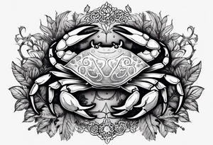 Zodiac crab with tree of life tattoo idea