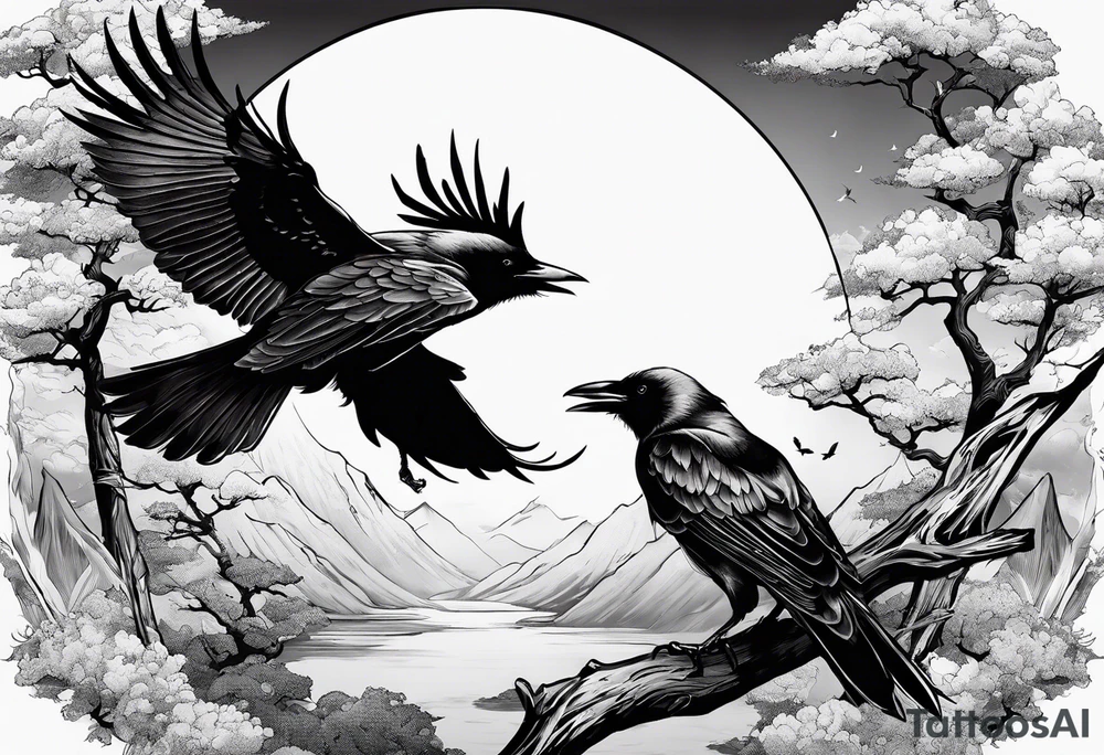 flying crows tattoo idea