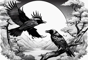flying crows tattoo idea