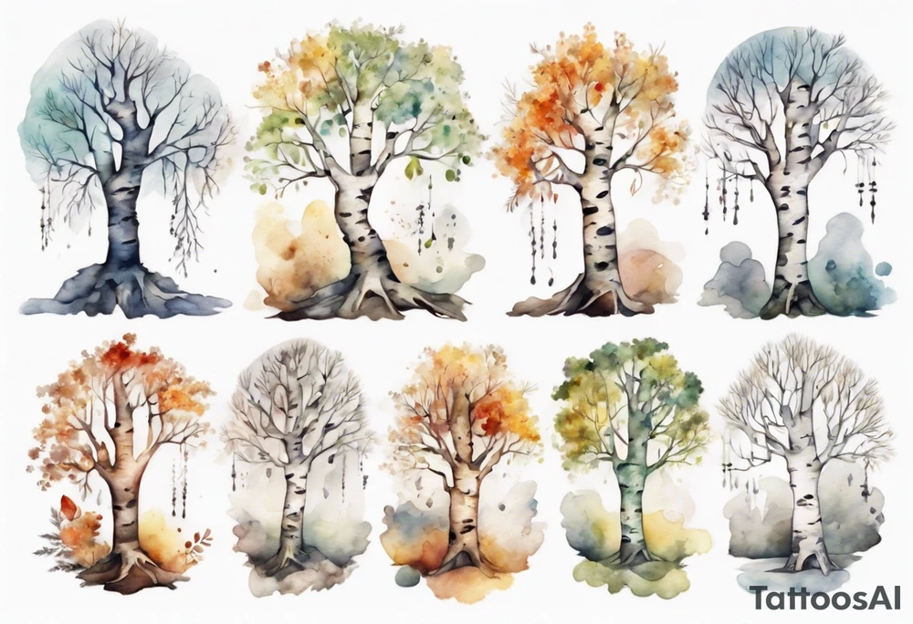 a birch tree shaped like a human tattoo idea