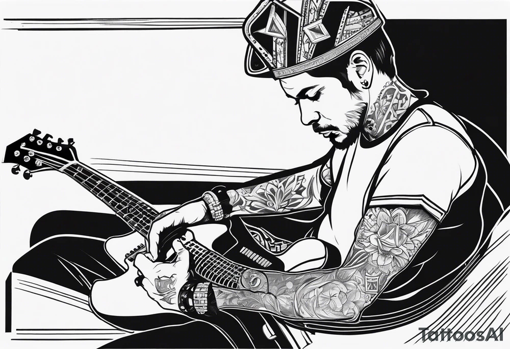 King of ace playing guitar tattoo idea