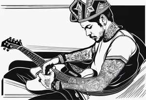 King of ace playing guitar tattoo idea
