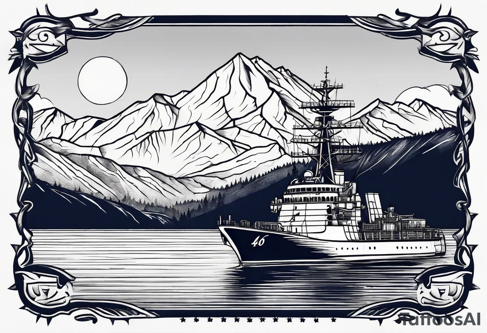 colorado mountains and a navy ship tattoo idea