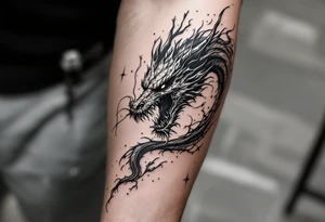 scary big dragon hissing long tattoo idea