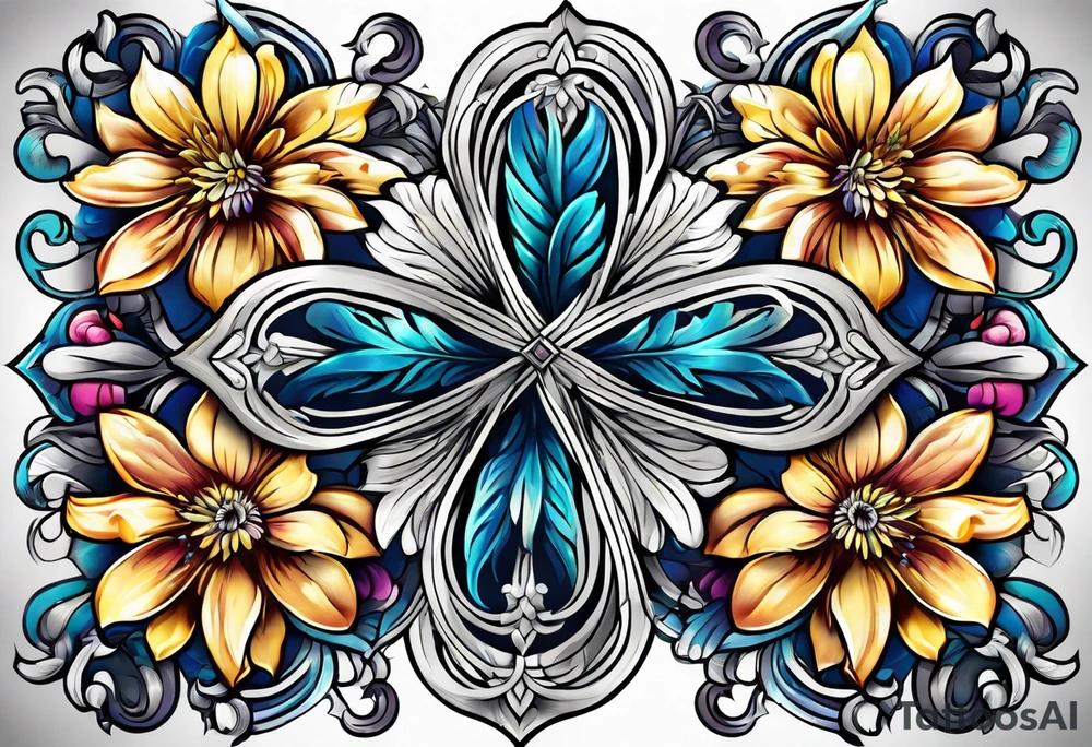 flower, cross tattoo idea