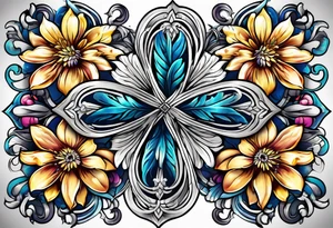 flower, cross tattoo idea