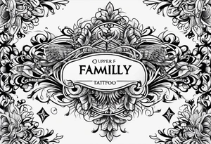 upper back tattoo from shoulder to shoulder with the word FAMILY tattoo idea
