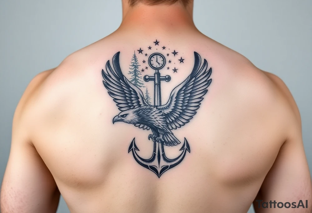 Father time/Keeper of the stars, Trees, anchor,
 Air force eagle tattoo idea