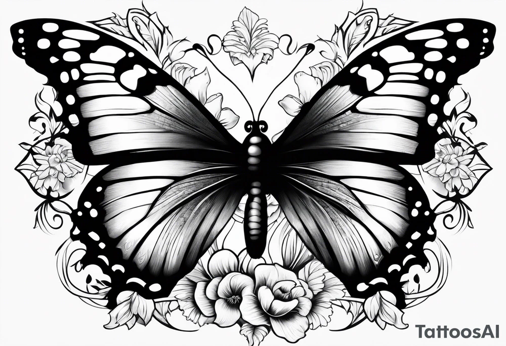 Butterfly but with portrait on 1 of wing tattoo idea