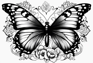 Butterfly but with portrait on 1 of wing tattoo idea