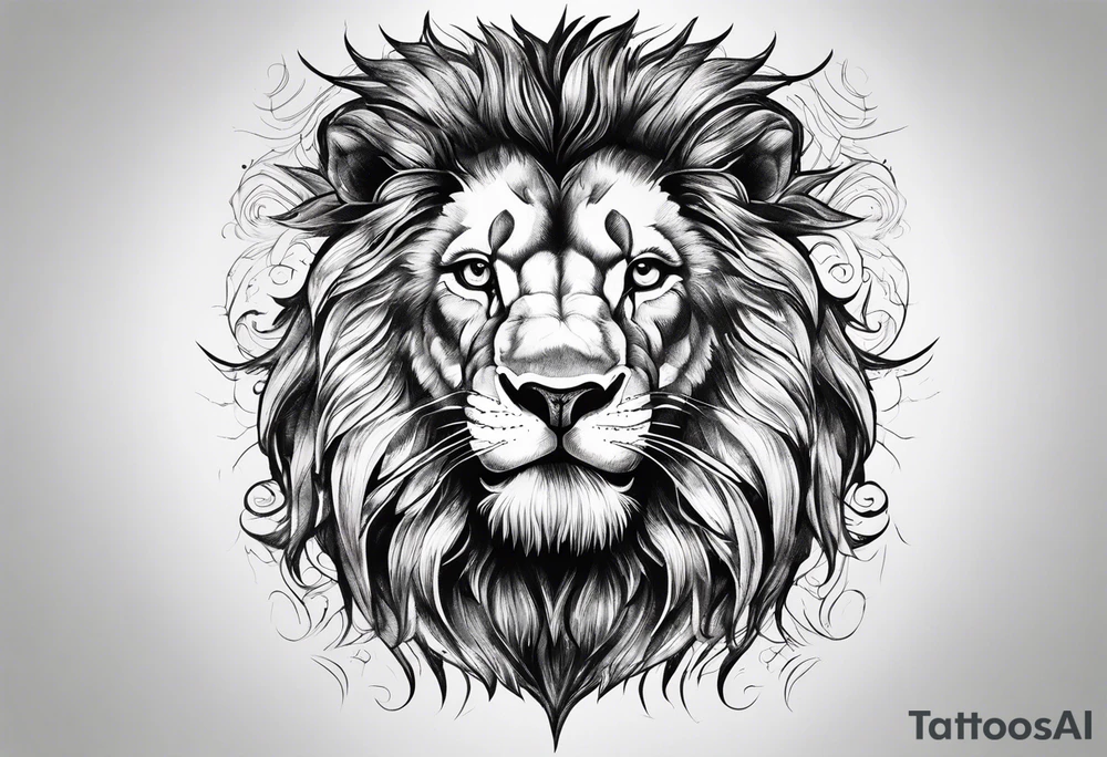 Lion roaring with red eyes tattoo idea