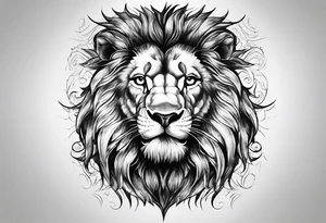 Lion roaring with red eyes tattoo idea