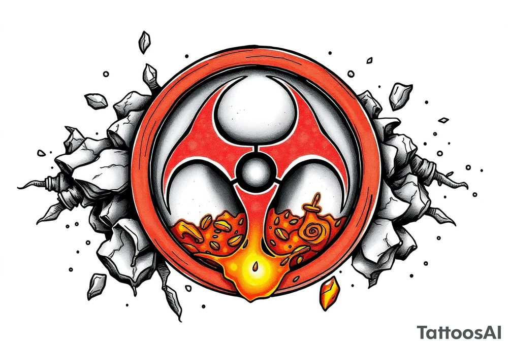 Contagion sign with toxic spill tattoo idea