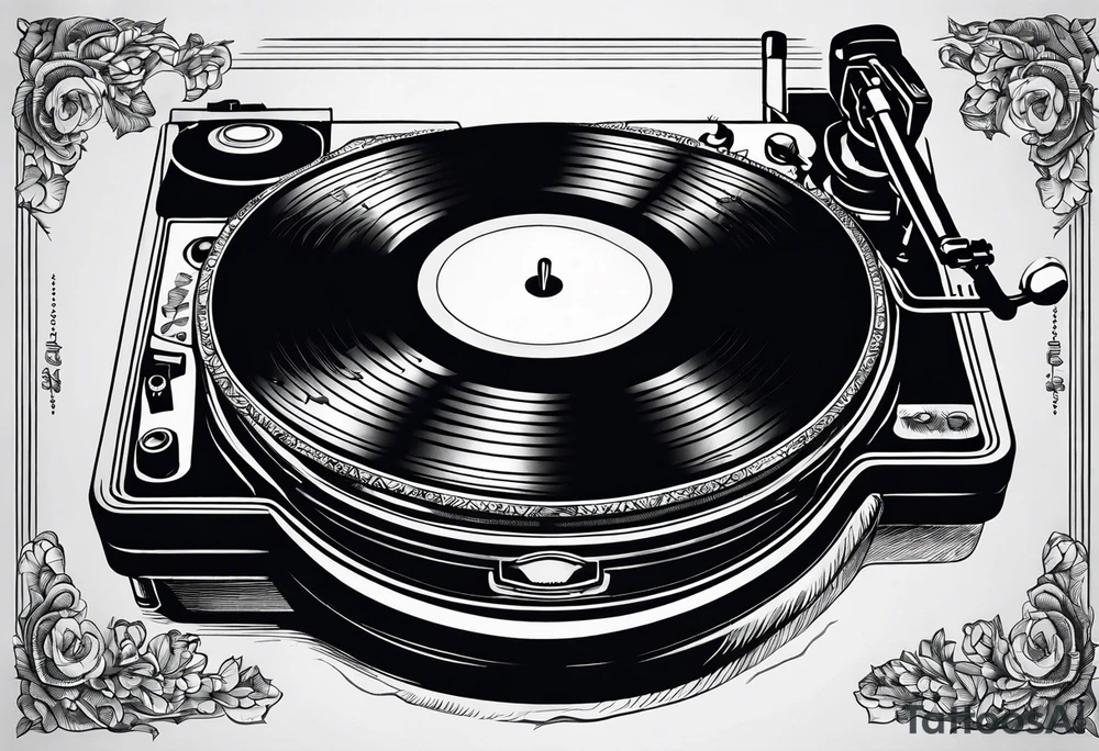 Recordplayer finline art minimalistic tattoo idea