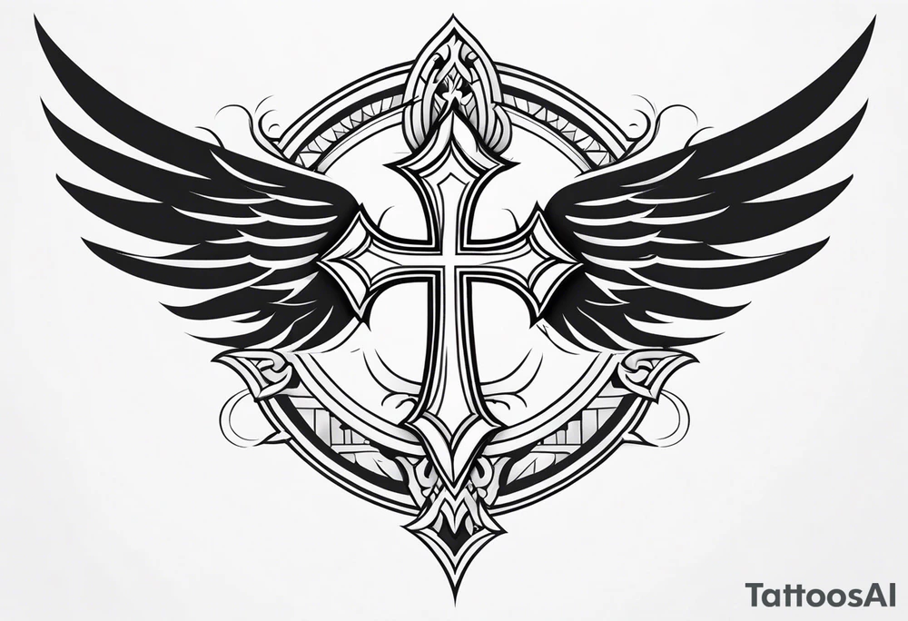 cross With phoenix tattoo idea