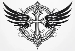 cross With phoenix tattoo idea