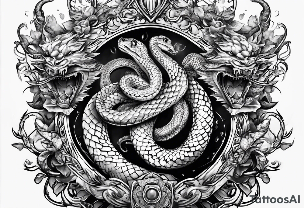 crown transforming into snakes tattoo idea