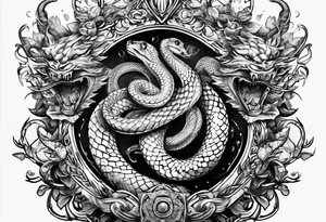 crown transforming into snakes tattoo idea