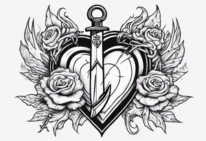 One sketch of a dagger entering the heart tattoo idea
