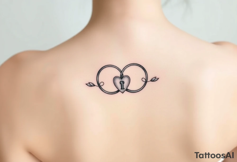 two wedding rings locked together with lock tattoo idea