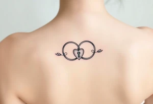 two wedding rings locked together with lock tattoo idea