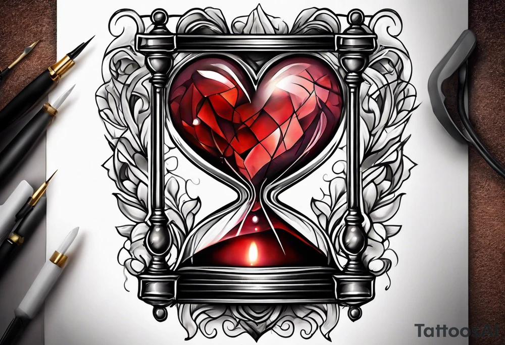 Heart hourglass tattoo idea
