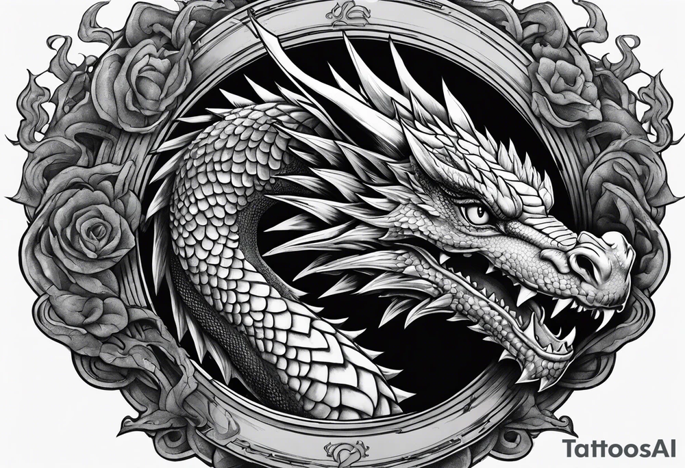 Hand of dragon with gym plate tattoo idea