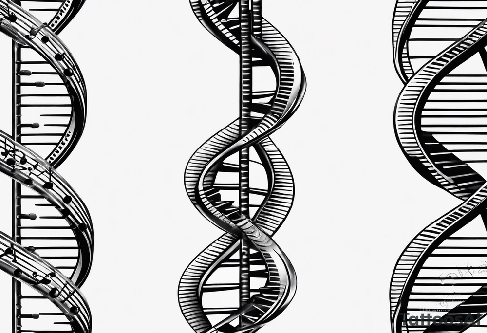 Double helix DNA as music notes tattoo idea