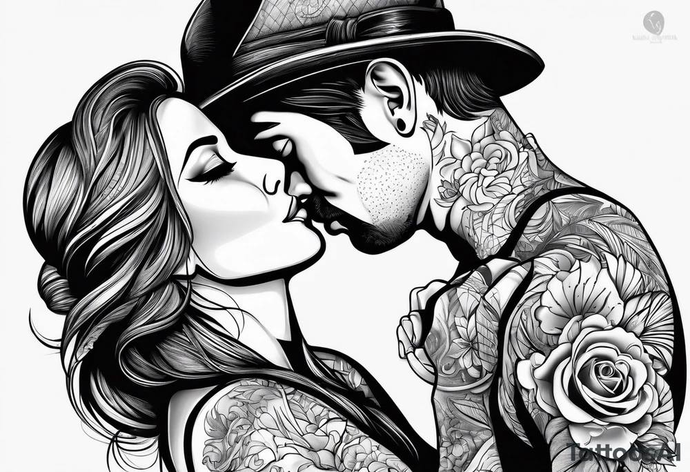 Couple sexy kisses tattoo idea