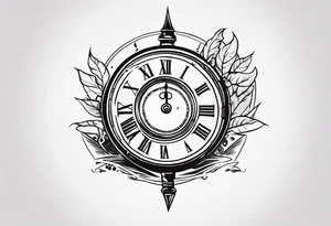 Combine elements representing time and travel. Use the words “I will follow you into the dark”. Make it simple. tattoo idea