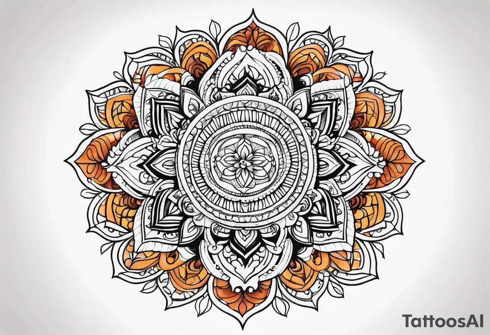 male mandala Knee tattoo in fall colors tattoo idea